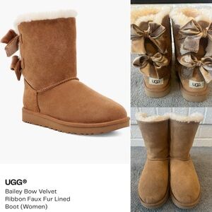 UGG Velvet Bow Boots - Brown